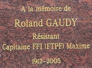 Plaque commémorative 'Roland GAUDY'
