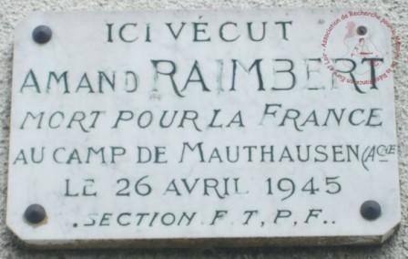 Plaque Amand RAIMBERT