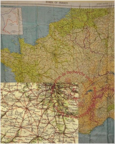Carte de France en soie